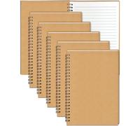 Lot de 6 Cahier Spirale A5, 21x14,5cm 60 Feuilles Lignée Couverture Kraft Brun Vierge Carnet Spirale A5 Carnet de Notes pour Femmes Adolescentes En écrivant Prendre des Notes École Bureaule Cadeau