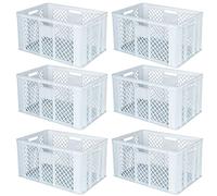 Lot de 6 caisses de boulanger/boîte Euro - 600 x 400 x 320 mm - Blanc - Convient pour un usage alimentaire