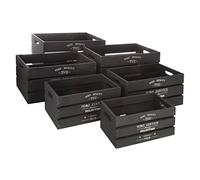 Lot de 6 Caisses de Rangement Cagettes en Bois Noir déco Factory - Atmosphera
