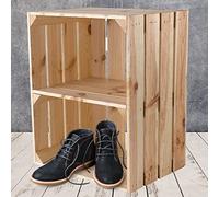 Lot de 6 caisses en bois clair avec planche centrale supplémentaire (courte) comme étagère à chaussures ou à livres 50 x 40 x 30 cm