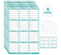 Lot de 6 calendriers muraux 2026 de 61 x 91,4 cm, pliés, effaçables à l'eau et à sec, 12 mois, planificateur annuel annuel laminé, calendrier 2026 horizontal/vertical, avec dates juliennes