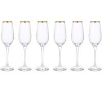 Lot De 6 Calices Flûte En Verre Transparent Fil Doré 20 mber Golden Touch