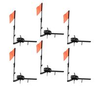 Lot de 6 cannes à pêche rondes avec drapeaux triangulaires pour équipement de pêche d'hiver
