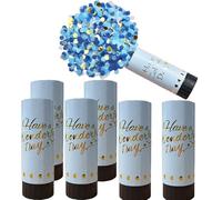 Lot de 6 canons à confettis bleus, 11 cm, pour remise de diplôme, anniversaire de mariage, Nouvel An