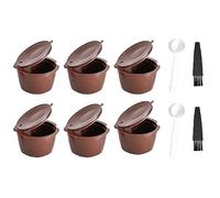 Lot de 6 capsules de café réutilisables, avec 2 cuillères et 2 brosses de nettoyage pour machine Dolce Gusto