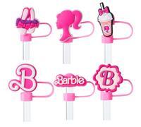 Lot de 6 capuchons de paille pour tasse Stanley - Accessoires de paille réutilisables en silicone compatibles avec gobelet de 10 mm et 1200 ml - Rose vif