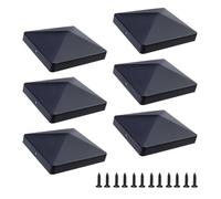 Lot de 6 capuchons de poteaux de clôture noirs de 10,2 x 10,2 cm pour