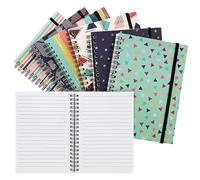 Lot de 6 carnets à spirale de 12,7 x 17,8 cm avec poche - Petits journaux lignés avec fermeture élastique pour l'école, le travail (6 motifs)