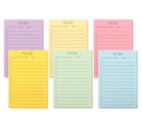 Lot de 6 carnets de listes de choses à faire, 15 x 10 cm, notes adhésives colorées, 300 feuilles de notes adhésives doublées autocollantes pour l'école, le bureau, la maison