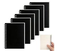 Lot de 6 carnets lignés A6 à spirales, 100 pages, noir