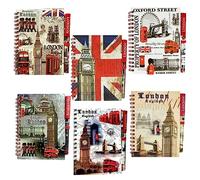 Lot de 6 carnets souvenir de Londres - Bloc-notes cadeau britannique - Bloc-notes Big Ben Wire Bloc-notes et stylo Souvenirs d'Angleterre