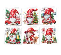 Lot de 6 cartes de Noël à faire soi-même avec strass, Père Noël, pour adultes et enfants, carte vœux pour fête