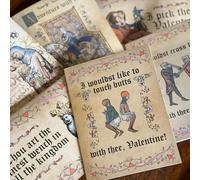 Lot de 6 cartes de Saint-Valentin médiévales amusantes avec manuscrit lumineux avec enveloppes, cadeau de Saint-Valentin insolite pour partenaire, amis et amateurs d'art médiéval (Kaki))