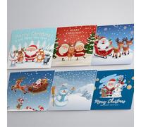Lot de 6 cartes de vœux 5D faites à la main avec peinture diamant à faire soi-même, Père Noël, renne, bonhomme de neige pour la famille, les amis avec toile pré-adhésive, pierres précieuses, outils