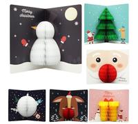 Lot de 6 cartes de vœux de Noël 3D pop-up avec enveloppes, Père Noël, élan et bonhomme de neige, cartes de félicitations pour enfants et amis