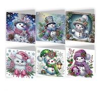 Lot de 6 cartes de vœux de Noël 5D à faire soi-même avec strass et bonhomme de neige, cartes de remerciement, cartes de remerciement, cadeaux de Noël