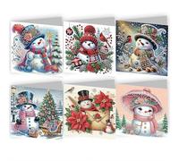 Lot de 6 cartes de vœux de Noël 5D à faire soi-même avec strass et bonhomme de neige, cartes de remerciement, cartes de remerciement, cadeaux de Noël