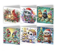 Lot de 6 cartes de vœux de Noël 5D à faire soi-même avec strass et bonhomme de neige, cartes de remerciement, cartes de remerciement, cadeaux de Noël