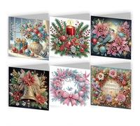 Lot de 6 cartes de vœux de Noël 5D à faire soi-même avec strass et bonhomme de neige, cartes de remerciement, cartes de remerciement, cadeaux de Noël