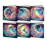 Lot de 6 cartes de vœux de Noël Diamond Art - Kit créatif fait à la main pour soulager le stress, la création d'art et un cadeau unique, activité artisanale relaxante pour la famille et les amis
