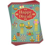 Lot de 6 cartes de vœux Diwali avec paillettes - Happy Diwali