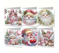 Lot de 6 cartes de vœux pliables avec peinture diamant - Cartes de remerciement 5D - Bricolage - Noël Halloween - Kit de loisirs créatifs - Enveloppe créative