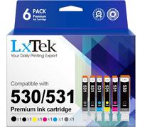 Lot De 6 Cartouches D'Encre 530 531 Xxl Compatibles Avec Canon Ts8750 Bk, Pour Canon Ts8751 Wh Pgi530 Cli531 530Xxl 531Xxl Pgi-530Pgbk Cli-531 (Gris, Noir, Cyan, Magenta, Jaune, 4[Marque1093]