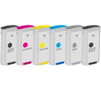 Lot De 6 Cartouches D'Encre Compatibles Pour Hp 72-6X 130Ml