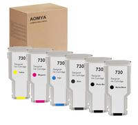 Lot de 6 cartouches d'encre couleur 730 300 ml P2V73A P2V72A P2V71A P2V70A P2V69A P2V68A compatibles avec HP Designjet T1600 T1700 T2600 T1600dr T1700dr T2600dr MK/PK/G/C/M/Y