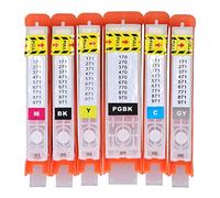 Lot de 6 cartouches d'encre de rechange compatibles avec les imprimantes à jet d'encre MG5720 MG5721 MG5722 MG6820 MG6821 MG6822 et MG7720 avec puce intelligente noir bleu rouge