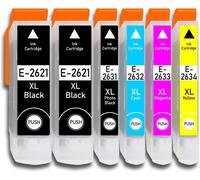 Lot de 6 cartouches d'encre XL avec puce et indicateur de niveau d'encre pour Epson Expression Premium XP-510, XP-520, XP-600
