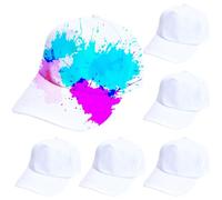 Lot de 6 casquettes de baseball vierges blanches pour homme et femme pour coton personnalisable, circonférence 57,8 cm, personnalisation et projets artistiques, idéal pour