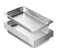 Lot de 6 casseroles pour hôtel, grande casserole à vapeur anti-bourrage, en acier inoxydable de 0,8 mm d'épaisseur pour restaurants, casserole de table professionnelle de 6,35 cm de profondeur, récipi
