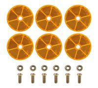 Lot de 6 catadioptres ronds - 60 mm - Œil de chat - À visser - Orange - Avec marque de contrôle E - Pour voiture, remorque, camion - Jaune