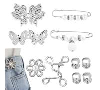 Lot de 6 ceintures de pantalon, clip de serrage pour pantalon, boutons, clip de serrage pour pantalon, bouton de jean en forme d'étoile, réglable, aucune couture nécessaire, convient pour jeans, robes