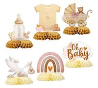 Lot de 6 Centres de Table en Nid d'abeille Décoration Table pour Baptême Fête de Naissance Baby Shower des Filles