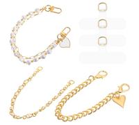 Lot de 6 chaînes courtes pour téléphone portable - Perles de pendentif de téléphone portable - Cordon universel - Cordon de téléphone portable - Chaîne en métal - Breloques pour téléphone portable