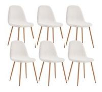 AltoBuy FJARD - Lot de 6 Chaises Blanches Tissu Bouclettes