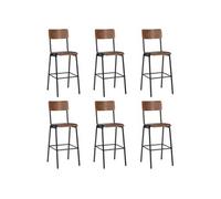 Lot de 6 chaise de bar interieur empilable non pliable en acier H. 116.5 cm noir