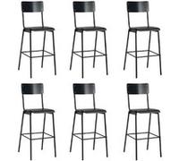 Lot de 6 chaise de bar vidaxl H. 116.5 cm empilable non pliable interieur en acier noir noir G