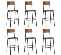 vidaXL 6x Chaises de Bar Tabouret de Pub Tabouret de Comptoir Siège de Bistro Comptoir Salle à Manger Cuisine Contreplaqué Solide et Acier Noir G