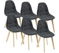 Lot de 6 chaise de bureau en.casa en bois non pliable interieur H. 86 cm noir Noir G