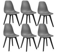 [en.casa] 6x Chaise design 83 x 54 x 48cm Gris & Noir Salle à manger Chaise plastique style scandinave avec protection de sol
