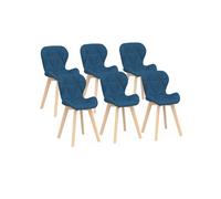 IDMarket Lot de 6 chaises ROBINE en tissu bleu canard pour salle à manger