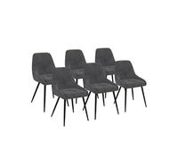 IDMarket - Lot de 6 chaises THALYA en velours gris foncé avec accoudoirs
