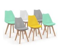 Lot de 6 chaise de bureau id market en bois non empilable non pliable interieur H. 79.5 cm gris gris G