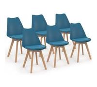 Lot de 6 chaise de bureau id market H. 79.5 cm non empilable non pliable en bois interieur bleu bleu G