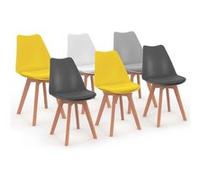Lot de 6 chaise de bureau id market H. 79.5 cm non empilable non pliable interieur en bois gris gris G