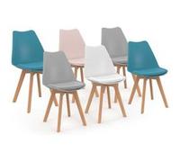 Lot de 6 chaise de bureau id market H. 80 cm non pliable interieur en bois bleu gris G