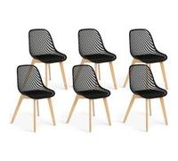 IDMarket - Lot de 6 chaises Mandy Noires pour Salle à Manger